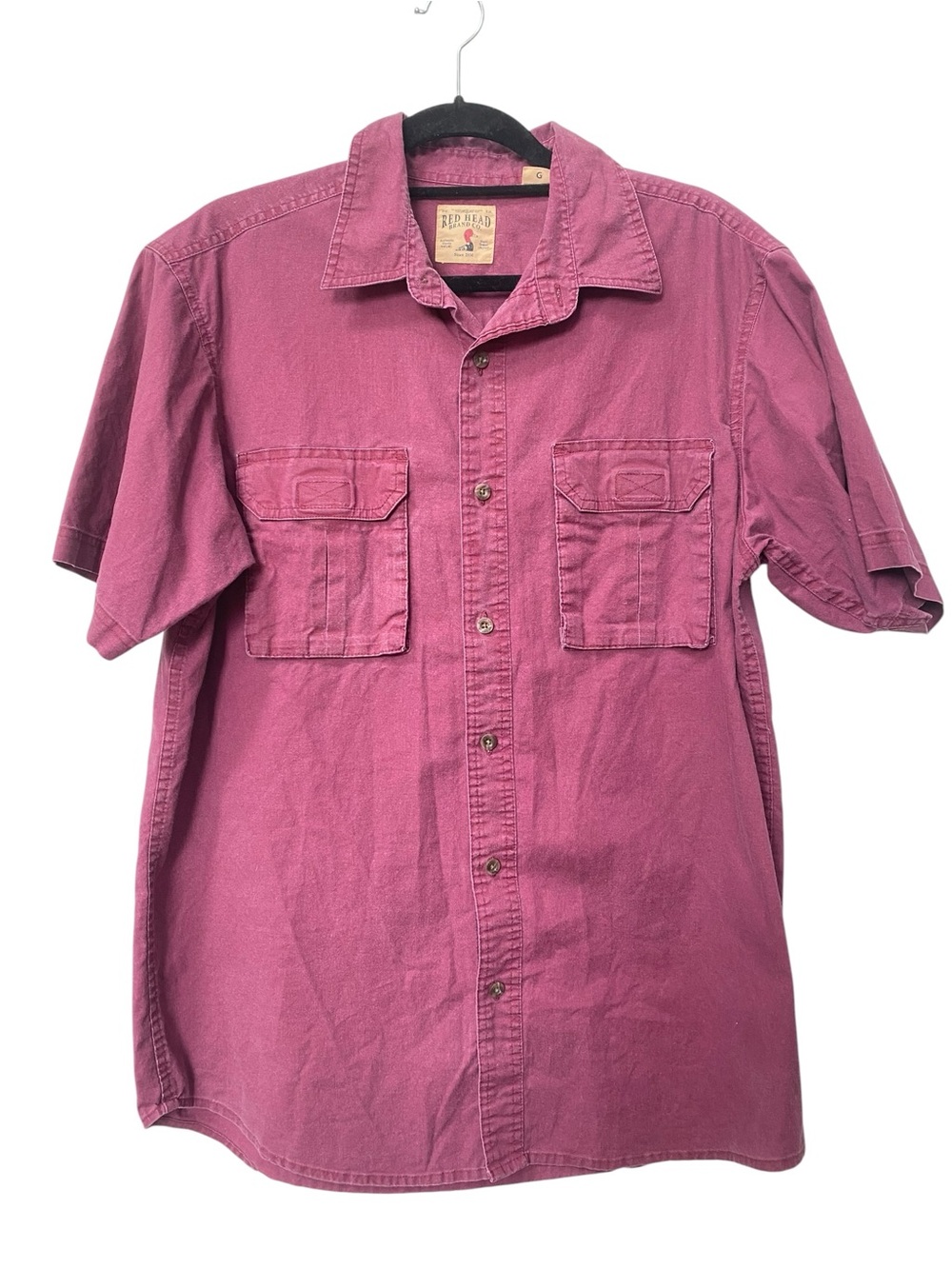RedHead Rugged Short-Sleeve Button-Up Shirt Cotton Mens size L